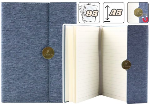 Notes Biurowy Na Magnes Notatnik W Linie A5 Z Obiciem Szary LEAN Notes Biurowy Na Magnes Notatnik W Linie A5 Z Obiciem Szary LEAN