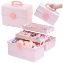 Organizer Pudełko Na Biżuterię Kosmetyki Akcesoria Różowe 29x16x16cm LEAN