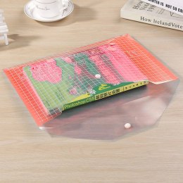 Teczka Folder Kopertowy Z Zapięciem Przeźroczysty Czerwony A4 20 Sztuk LEAN