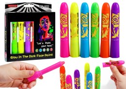 Zestaw Do Malowania Twarzy Pisaki Kredki Neonowe Fluorescencyjne 6szt LEAN Toys