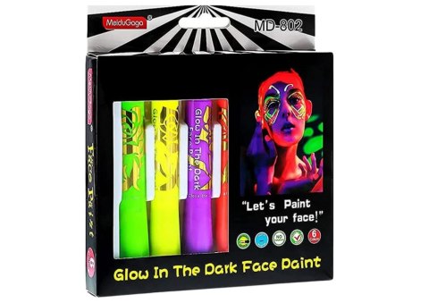 Zestaw Do Malowania Twarzy Pisaki Kredki Neonowe Fluorescencyjne 6szt LEAN Toys Zestaw Do Malowania Twarzy Pisaki Kredki Neonowe Fluorescencyjne 6szt LEAN Toys