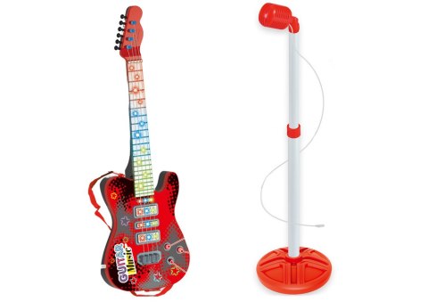 Zestaw Gitara Elektryczna Statyw z Mikrofonem Na Baterie Czerwona LEAN Toys Zestaw Gitara Elektryczna Statyw z Mikrofonem Na Baterie Czerwona LEAN Toys