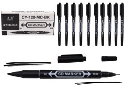 Zestaw Markerów Dwustronnych Wodoodpornych Do Płyt CD Czarny 10szt. LEAN
