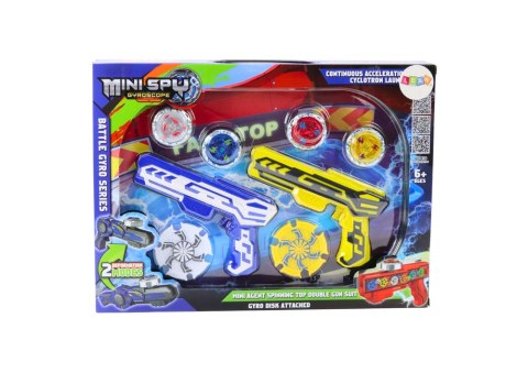 Zestaw Pistoletów Wyrzutnia 4 Metalowe Krążki Niebieski Żółty Światła LEAN Toys Zestaw Pistoletów Wyrzutnia 4 Metalowe Krążki Niebieski Żółty Światła LEAN Toys