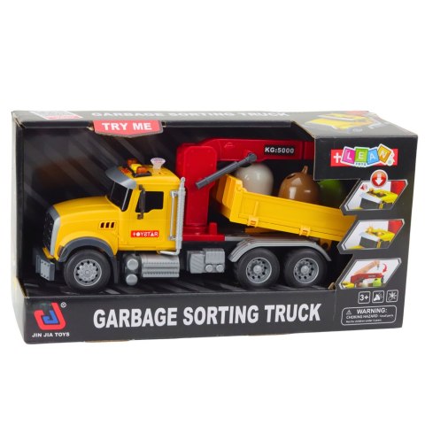 Ciężarówka Do Sortowania Śmieci Pojemniki Na Odpady Światła Dźwięki LEAN Toys Ciężarówka Do Sortowania Śmieci Pojemniki Na Odpady Światła Dźwięki LEAN Toys