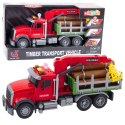 Ciężarówka Z Dźwigiem Do Drewna Światła Dźwięki Czerwona 1:14 LEAN Toys