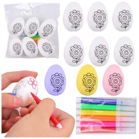 Jajka Wielkanocne Styropianowe Do Malowania Pisaki Wzór Kwiat C 6szt LEAN TOYS Jajka Wielkanocne Styropianowe Do Malowania Pisaki Wzór Kwiat C 6szt LEAN TOYS