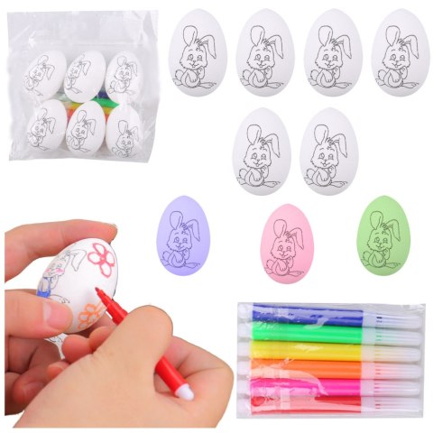 Jajka Wielkanocne Styropianowe Do Malowania Pisaki Wzór Zając C 6szt LEAN TOYS Jajka Wielkanocne Styropianowe Do Malowania Pisaki Wzór Zając C 6szt LEAN TOYS