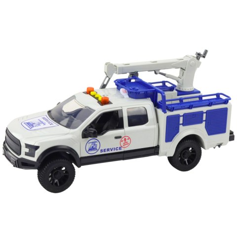 Samochód Serwisowy z Dźwigiem Światła Dźwięki Biały 1:12 LEAN Toys Samochód Serwisowy z Dźwigiem Światła Dźwięki Biały 1:12 LEAN Toys