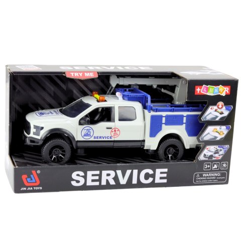 Samochód Serwisowy z Dźwigiem Światła Dźwięki Biały 1:12 LEAN Toys Samochód Serwisowy z Dźwigiem Światła Dźwięki Biały 1:12 LEAN Toys