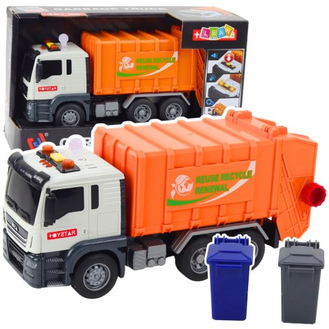 Śmieciarka Kosze Na śmieci Światła Dźwięki Pomarańczowa 1:14 LEAN Toys Śmieciarka Kosze Na śmieci Światła Dźwięki Pomarańczowa 1:14 LEAN Toys