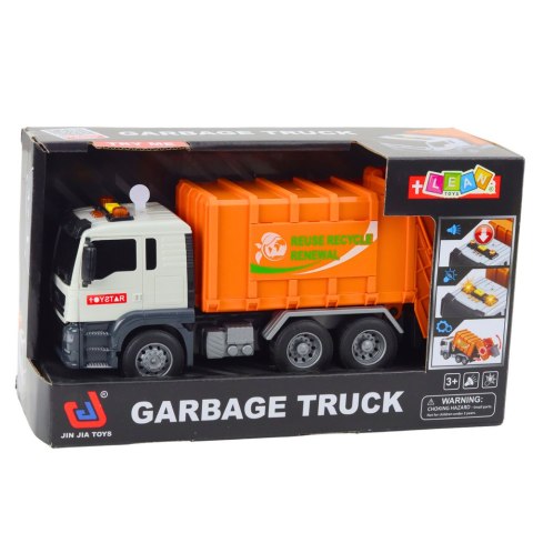 Śmieciarka Kosze Na śmieci Światła Dźwięki Pomarańczowa 1:14 LEAN Toys Śmieciarka Kosze Na śmieci Światła Dźwięki Pomarańczowa 1:14 LEAN Toys
