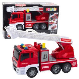 Straż Pożarna Z Wysięgnikiem Woda Światła Dźwięki Czerwony 1:14 LEAN Toys