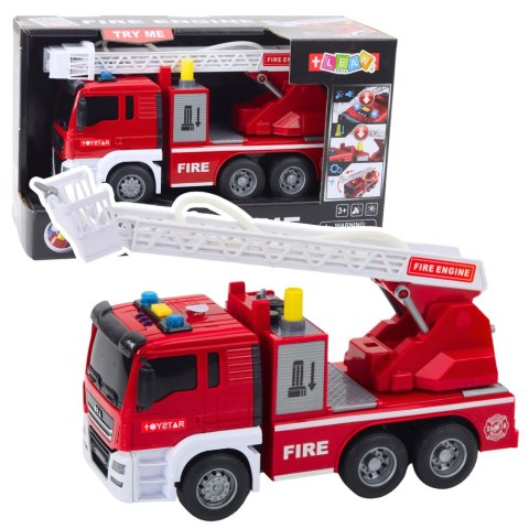 Straż Pożarna Z Wysięgnikiem Woda Światła Dźwięki Czerwony 1:14 LEAN Toys Straż Pożarna Z Wysięgnikiem Woda Światła Dźwięki Czerwony 1:14 LEAN Toys