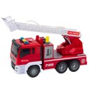 Straż Pożarna Z Wysięgnikiem Woda Światła Dźwięki Czerwony 1:14 LEAN Toys
