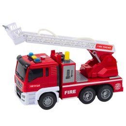 Straż Pożarna Z Wysięgnikiem Woda Światła Dźwięki Czerwony 1:14 LEAN Toys