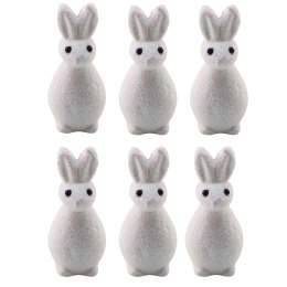 Styropianowe Zajączki Wielkanocne Brokatowe Ozdobne Białe 6szt LEAN TOYS