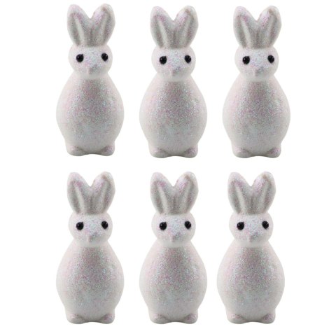 Styropianowe Zajączki Wielkanocne Brokatowe Ozdobne Białe 6szt LEAN TOYS Styropianowe Zajączki Wielkanocne Brokatowe Ozdobne Białe 6szt LEAN TOYS