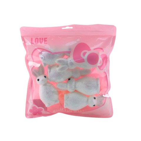 Styropianowe Zajączki Wielkanocne Brokatowe Ozdobne Białe 6szt LEAN TOYS Styropianowe Zajączki Wielkanocne Brokatowe Ozdobne Białe 6szt LEAN TOYS