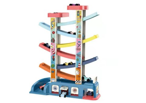 Tor Zjeżdżalnia Dla Kolorowych Autek 6 Samochodzików LEAN Toys Tor Zjeżdżalnia Dla Kolorowych Autek 6 Samochodzików LEAN Toys