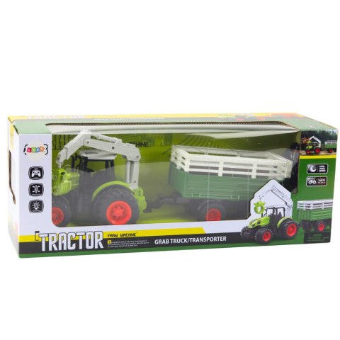 Traktor Rolniczy Z Przyczepą I Chwytakiem Zdalnie Sterowany RC 2.4G LEAN Toys Traktor Rolniczy Z Przyczepą I Chwytakiem Zdalnie Sterowany RC 2.4G LEAN Toys