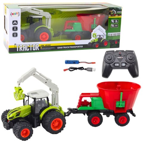Traktor Rolniczy Z Siewnikiem i Chwytakiem Obrotowym Zdalnie Sterowany 2.4G LEAN Toys Traktor Rolniczy Z Siewnikiem i Chwytakiem Obrotowym Zdalnie Sterowany 2.4G LEAN Toys