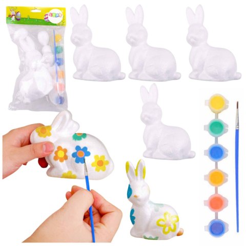Zajączki Wielkanocne Styropianowe Do Malowania Farbki 4szt LEAN TOYS Zajączki Wielkanocne Styropianowe Do Malowania Farbki 4szt LEAN TOYS