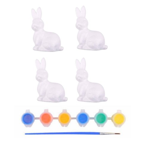 Zajączki Wielkanocne Styropianowe Do Malowania Farbki 4szt LEAN TOYS Zajączki Wielkanocne Styropianowe Do Malowania Farbki 4szt LEAN TOYS