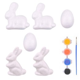 Zestaw Do Malowania Styropianowych Ozdób 4 Zające 2 Jajka Farby LEAN TOYS