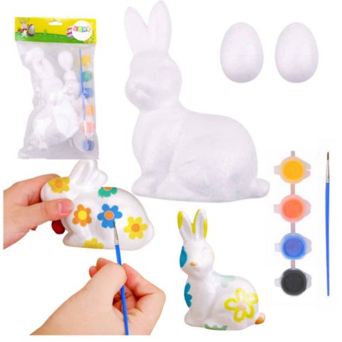 Zestaw Do Malowania Styropianowych Ozdób Zając 2 Jajka Farby LEAN TOYS Zestaw Do Malowania Styropianowych Ozdób Zając 2 Jajka Farby LEAN TOYS