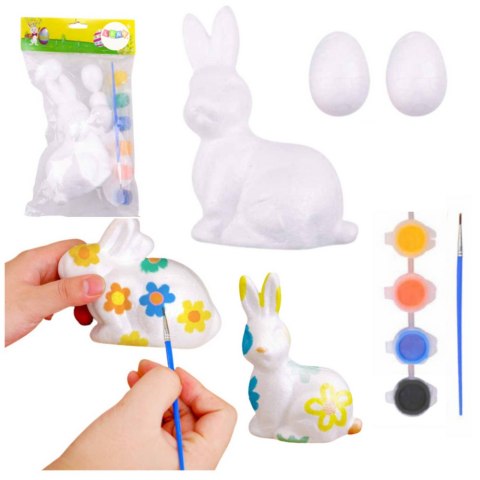 Zestaw Do Malowania Styropianowych Ozdób Zając 2 Jajka Farby LEAN TOYS Zestaw Do Malowania Styropianowych Ozdób Zając 2 Jajka Farby LEAN TOYS