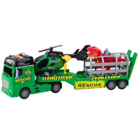 Zestaw Ratowniczy Ciężarówka Helikopter Samochód Dinozaur Światła Dźwięki LEAN Toys Zestaw Ratowniczy Ciężarówka Helikopter Samochód Dinozaur Światła Dźwięki LEAN Toys