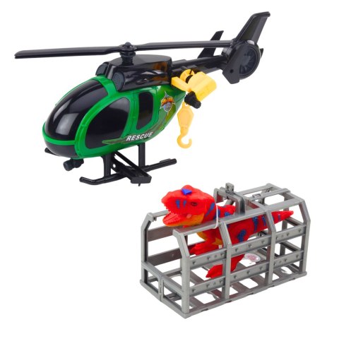 Zestaw Ratowniczy Ciężarówka Helikopter Samochód Dinozaur Światła Dźwięki LEAN Toys Zestaw Ratowniczy Ciężarówka Helikopter Samochód Dinozaur Światła Dźwięki LEAN Toys