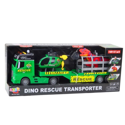 Zestaw Ratowniczy Ciężarówka Helikopter Samochód Dinozaur Światła Dźwięki LEAN Toys Zestaw Ratowniczy Ciężarówka Helikopter Samochód Dinozaur Światła Dźwięki LEAN Toys