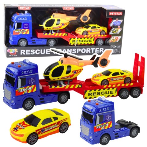 Zestaw Ratowniczy Ciężarówka Helikopter Samochód Światła Dźwięki LEAN Toys