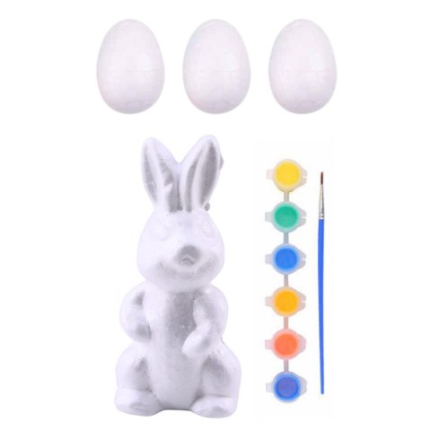 Zestaw Wielkanocny Jajka Styropianowe 3szt Figurka Zająca Farbki LEAN TOYS Zestaw Wielkanocny Jajka Styropianowe 3szt Figurka Zająca Farbki LEAN TOYS