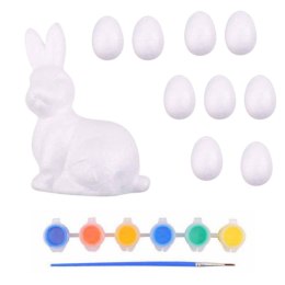 Zestaw Wielkanocny Jajka Styropianowe 9szt Figurka Zająca Farbki LEAN TOYS