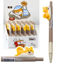 Długopis Z Figurką Żółtego Pieska Shiba Niebieski Tusz 0.5mm LEAN