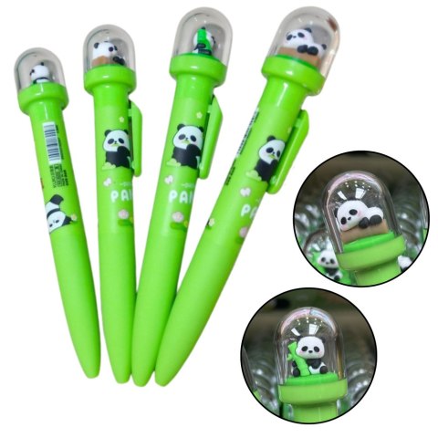 Długopis Żelowy Zielony Panda W Kopule Niebieski Tusz 0.5mm LEAN Długopis Żelowy Zielony Panda W Kopule Niebieski Tusz 0.5mm LEAN