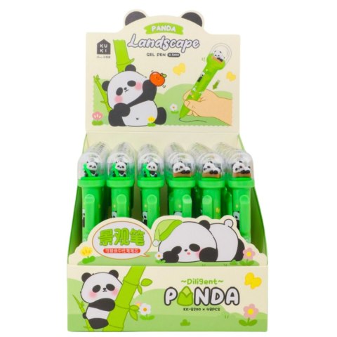 Długopis Żelowy Zielony Panda W Kopule Niebieski Tusz 0.5mm LEAN Długopis Żelowy Zielony Panda W Kopule Niebieski Tusz 0.5mm LEAN
