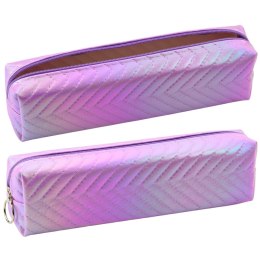 Piórnik Szkolny Organizer Holograficzny Jodełka Fioletowy 21x6cm LEAN