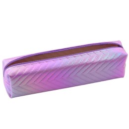Piórnik Szkolny Organizer Holograficzny Jodełka Fioletowy 21x6cm LEAN