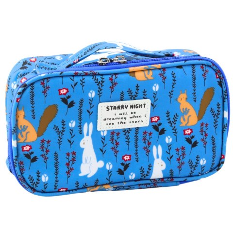 Piórnik Szkolny Organizer Kosmetyczka Dodatkowa Kieszonka Niebieski 22,5cm LEAN Piórnik Szkolny Organizer Kosmetyczka Dodatkowa Kieszonka Niebieski 22,5cm LEAN