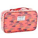 Piórnik Szkolny Organizer Kosmetyczka Dodatkowa Kieszonka Ryby Różowy 22,5cm LEAN