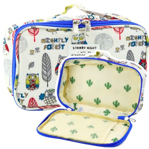 Piórnik Szkolny Organizer Kosmetyczka Kieszonka Sowy Biały 22,5cm LEAN Piórnik Szkolny Organizer Kosmetyczka Kieszonka Sowy Biały 22,5cm LEAN