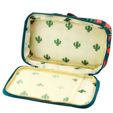 Piórnik Szkolny Organizer Kosmetyczka Kieszonka Wiśnie Zielony 22,5cm LEAN Piórnik Szkolny Organizer Kosmetyczka Kieszonka Wiśnie Zielony 22,5cm LEAN