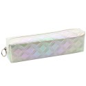 Piórnik Szkolny Organizer Tłoczony Wzór Biały Perłowy 21x6cm LEAN