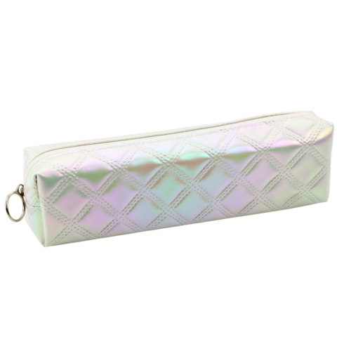 Piórnik Szkolny Organizer Tłoczony Wzór Biały Perłowy 21x6cm LEAN Piórnik Szkolny Organizer Tłoczony Wzór Biały Perłowy 21x6cm LEAN