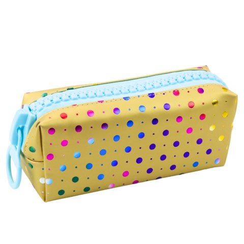 Piórnik Szkolny Organizer W Kolorowe Kropki Duży Suwak Złoty 21x8cm LEAN Piórnik Szkolny Organizer W Kolorowe Kropki Duży Suwak Złoty 21x8cm LEAN
