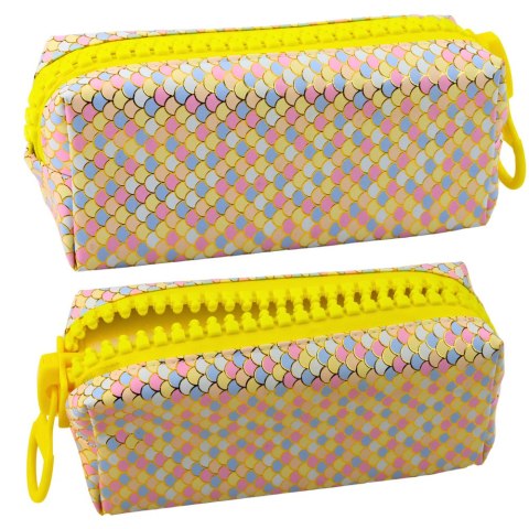 Piórnik Szkolny Organizer Wzór Łusek Syrenich Duży Suwak Kolorowy 21x8cm LEAN